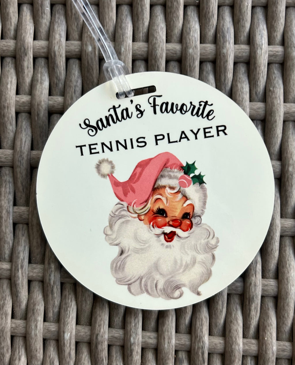 Santa's Favorite Tennis Player Bag Tag
