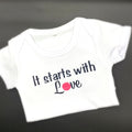 Baby Tennis Onesie - "It Starts with Love"